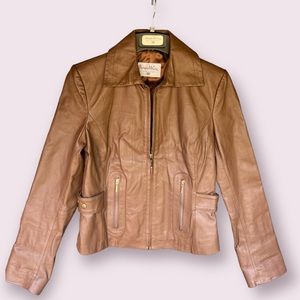 Vintage Pamela McCoy Leather Jacket - Brown/Gold XS